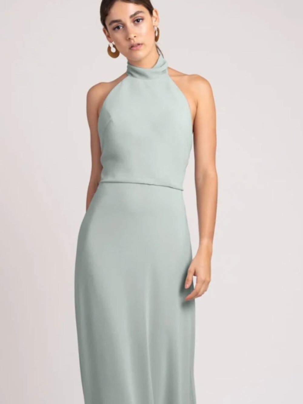 Jenny Yoo Morning Mist Blue Halter Maxi Dress Size 2
